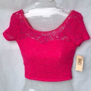 NEW Decree Hot Pink lined Cropped Top Size XS